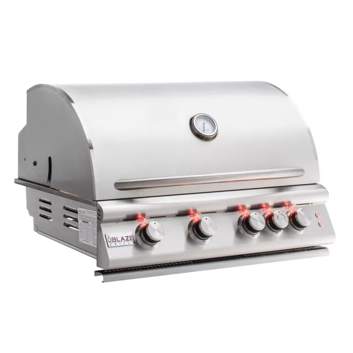 Blaze Premium LTE 32-Inch 4-Burner Built-In Natural Gas Grill With Rear Infrared Burner & Grill Lights - BLZ-4LTE2-NG